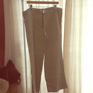 Linen light olive drawstring pants